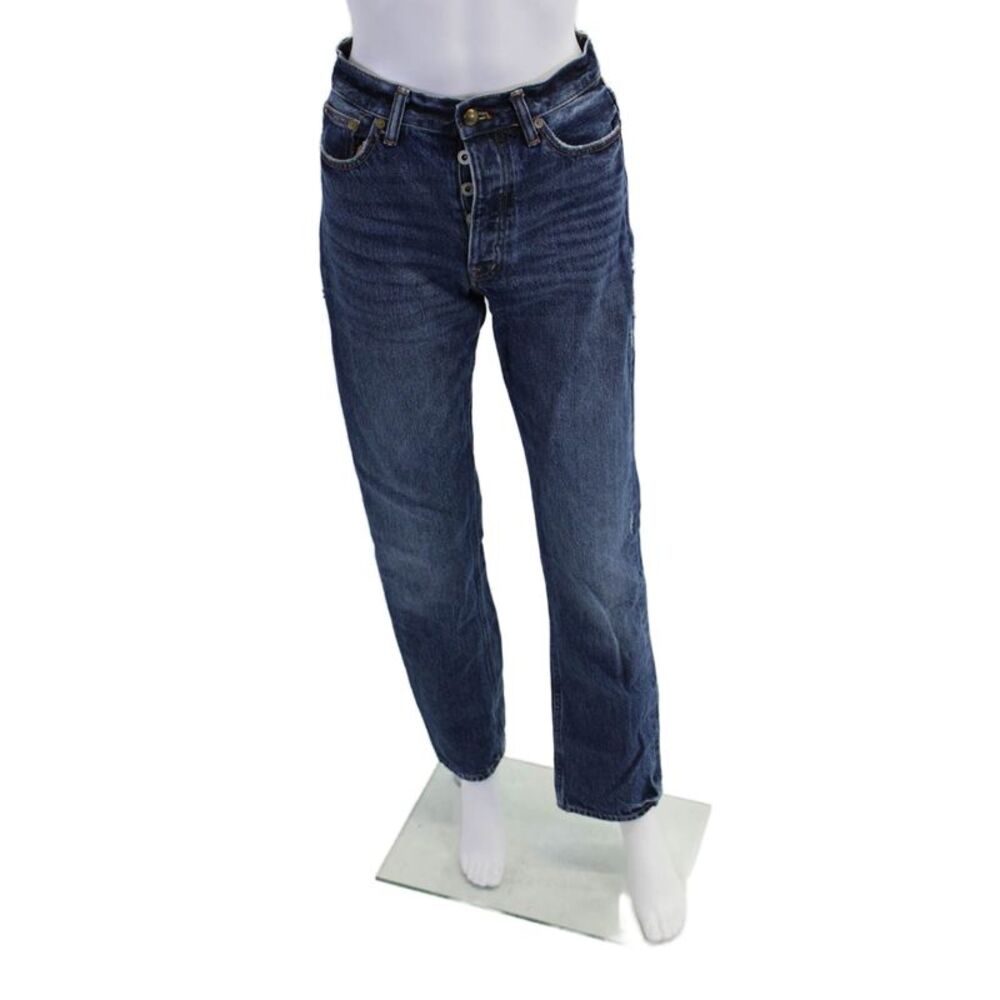 Alexa Chung Womens Cotton Five Pocket Mid-Rise Straight Leg Jeans Blue Size 23